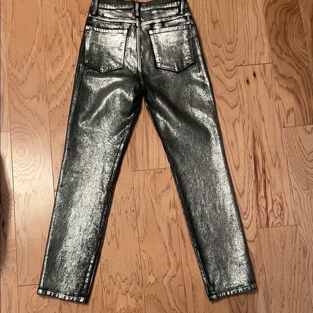 Frame Denim Metallic Silver Jeans - Picture 7 of 8